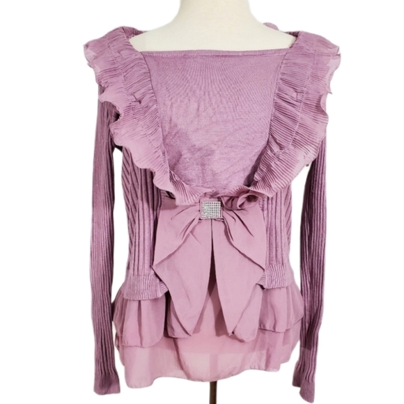 Pink Mauve Elizabethan Ruffle Brocade Shirt - Picture 1 of 8